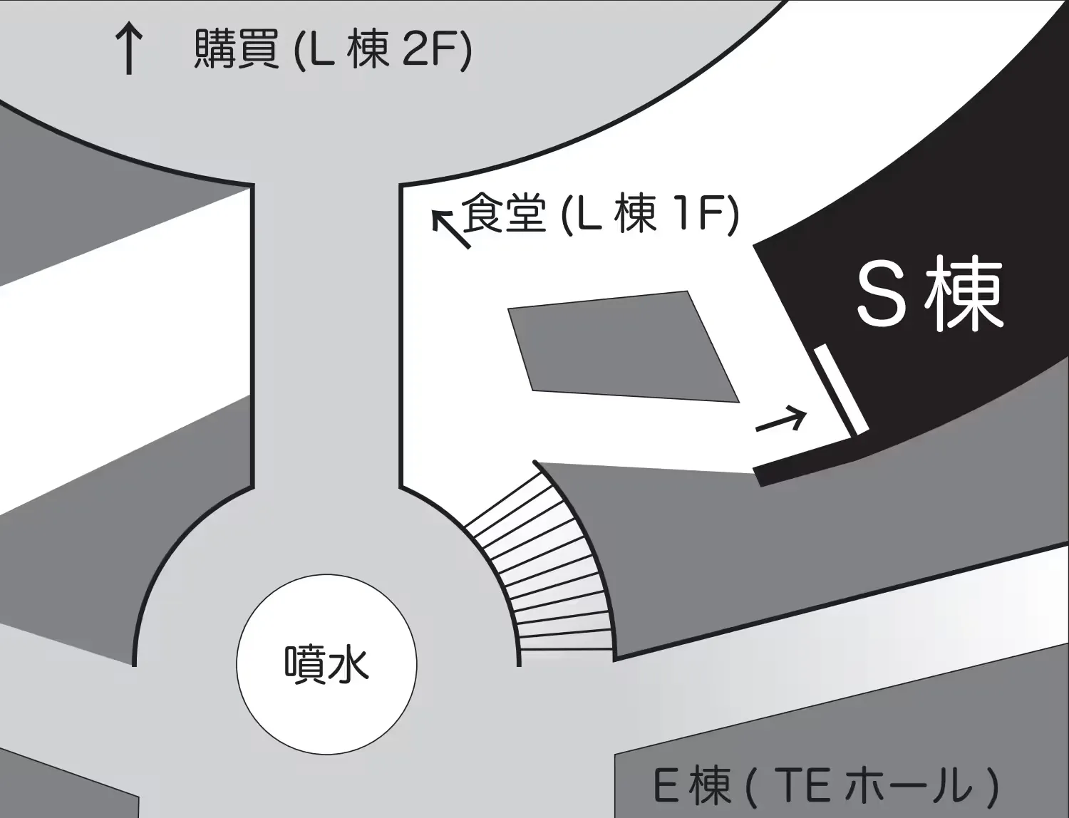 役職体験会の開催場所 S棟の地図